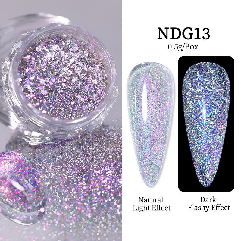 Nicole Diary Polarized Cloud Brocade Crushed Diamond Powder, Super Bright Dream Manicure Opal Powder, Bouncy Fine Glitter Powder