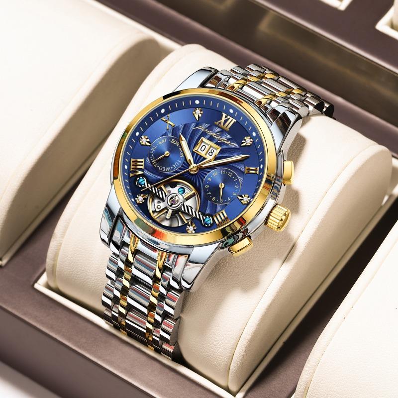 Новые классические мужские механические часы Tourbillon швейцарского производства, календарь, полностью автоматические, водонепроницаемые, многофункциональные, скелетон, люминесцентные, агрессивный дизайн