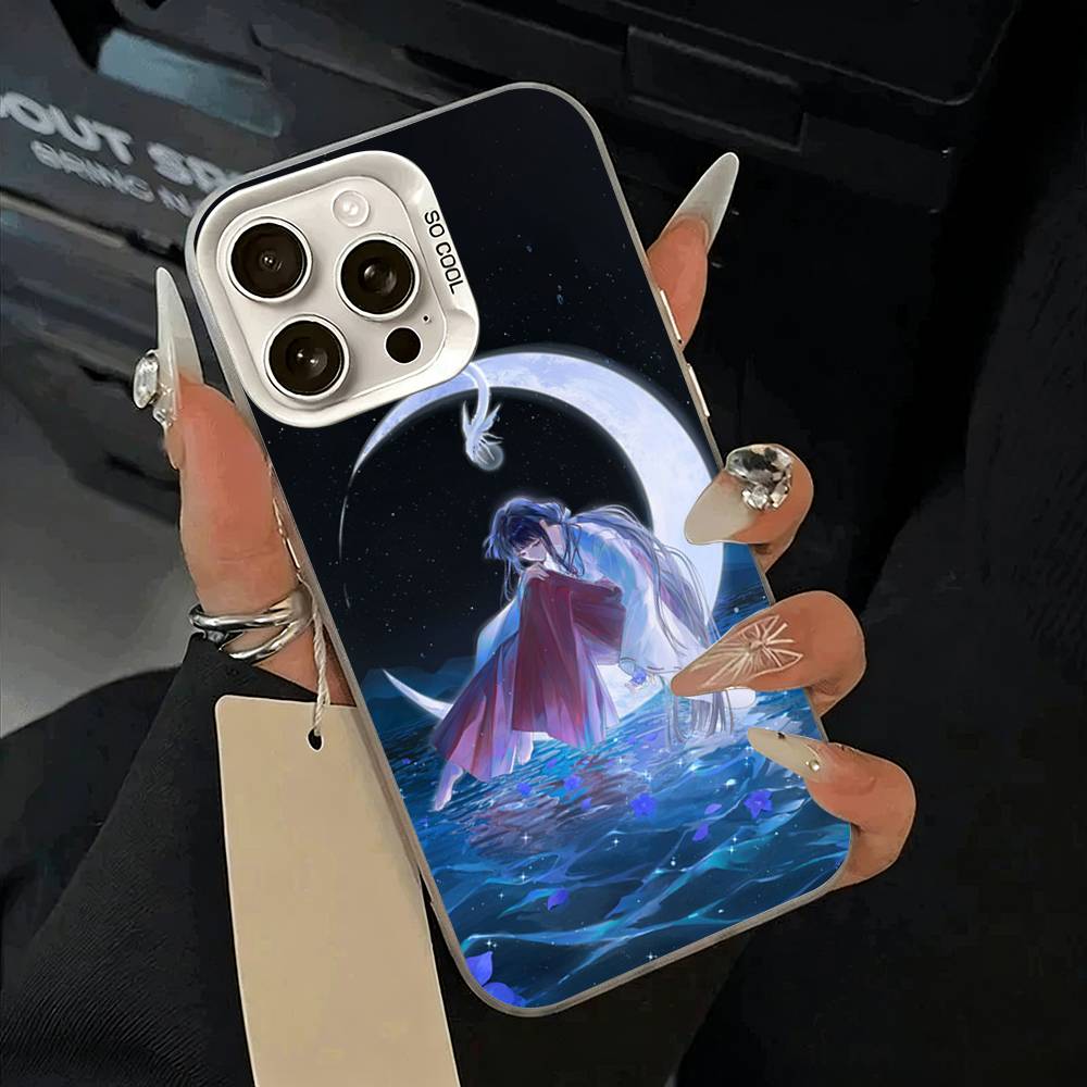 Чехол для телефона Инуяша - Полудемон для iPhone 11 12 13 14 15 16 Pro Max Plus белый Серебристый Чехол для телефона