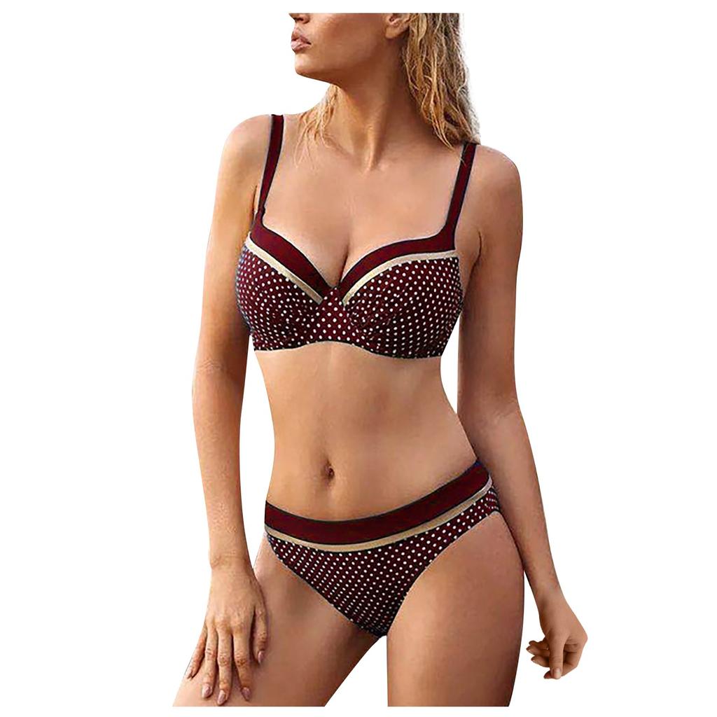 Женская мода в горошек с открытой спиной, жесткий покрытый сексуальный купальник бикини с разрезом