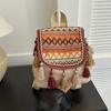 Сумка через плечо с двойным ремнем, рюкзак для девочек-студентов, универсальная сумка с кисточками, школьный рюкзак в этническом стиле для отдыха