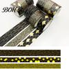 Planner Adhesive Tape 3 Rolls Golden Foil Washi Tape, Retro Plaid Leaf Pattern Decorative Kit Masking for DIY Crafts, Journal, Planner, Scrapbooking