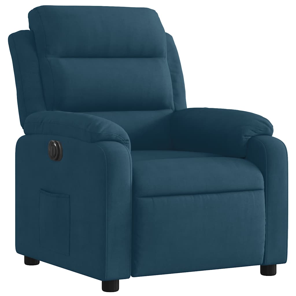 Electric Recliner Chair Blue Velvet