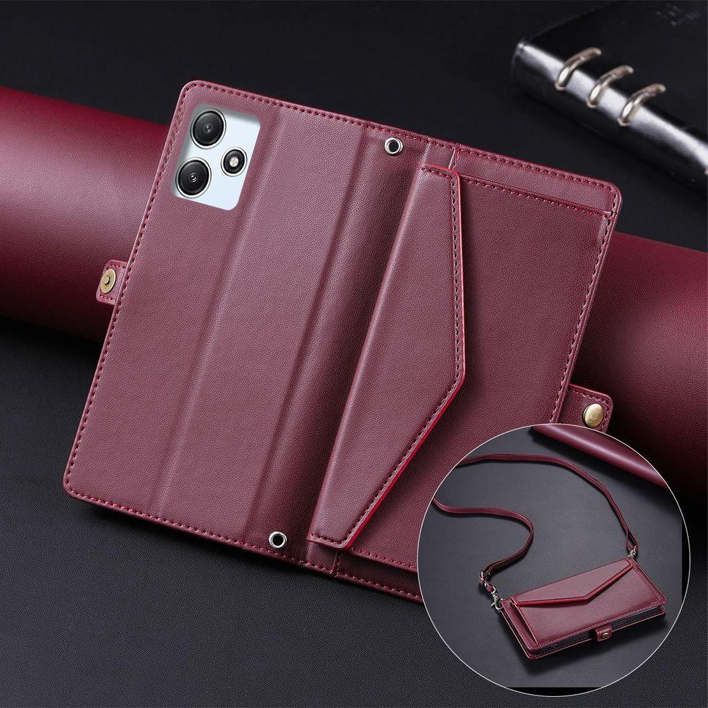 Чехол-книжка для Xiaomi Redmi 12 5G, 12 4G, в стиле конверта, из ПУ-кожи, кошелек, чехол для телефона с ремешком через плечо