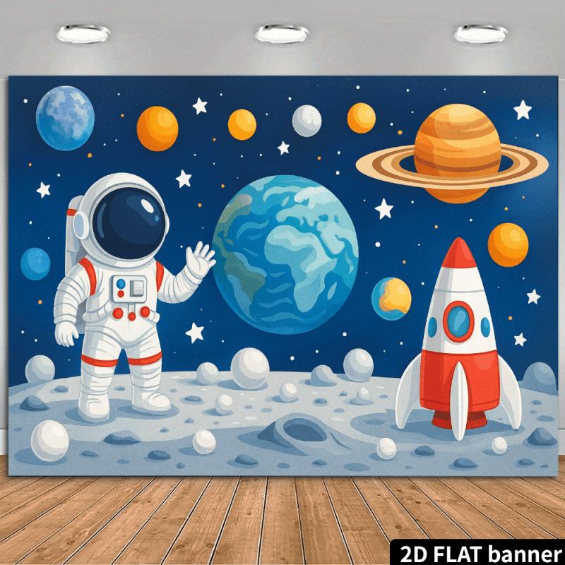2D плотная мечтательная космическая ткань с изображением астронавта. Астронавт + планетарная ракета + звездные украшения полиэстер