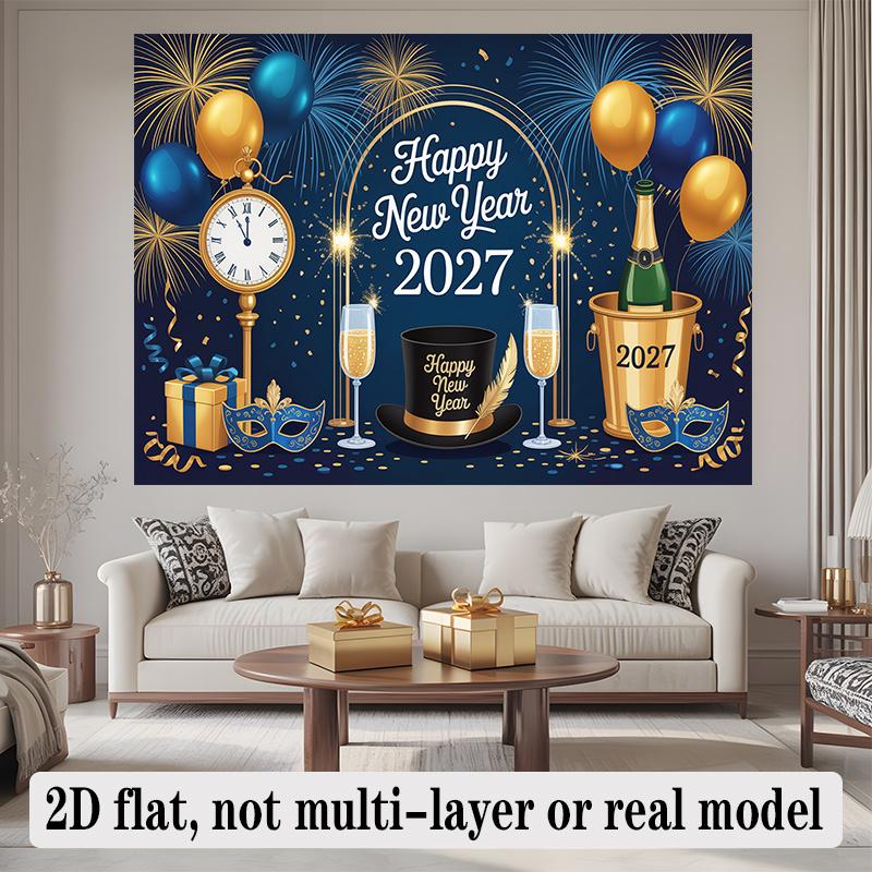 2D Flat 2D Flat Banner Design Banner Holiday Blue2027New Year Backdrop Balloons Pattern For Indoor Outdoor Celebration Wedding Birthday