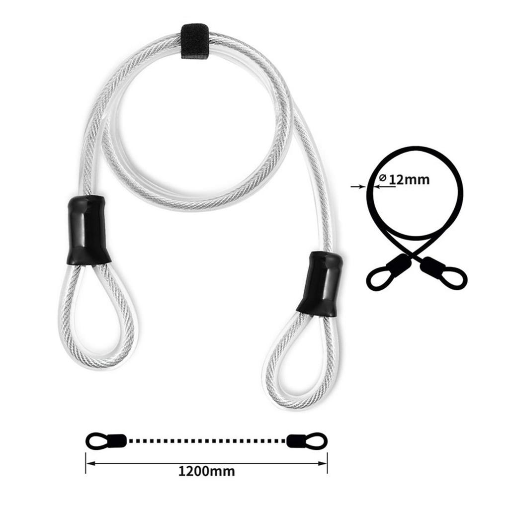 Security Bicycle Steel Cable Strong 12mm Coated Double Loop Anti Theft
