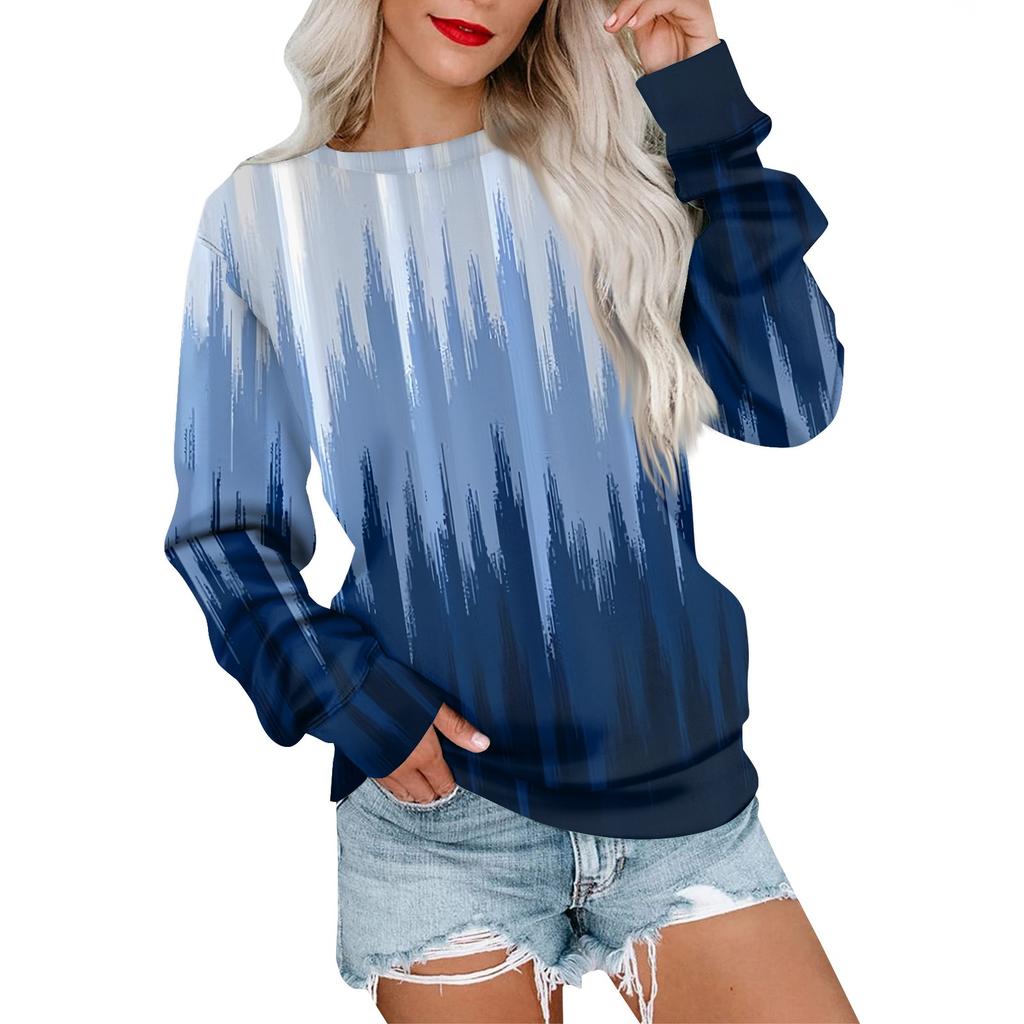 Женская толстовка с принтом, повседневная удобная свободная легкая женская толстовка с длинным рукавом и круглым вырезом