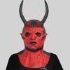 Ужасающая маска красного демона для Хэллоуин-вечеринок со зловещим дизайном и латексным материалом