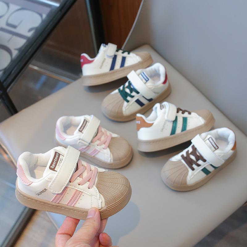 Children's sneakers, simple style for boys and girls, soft-soled, non-slip, shell-toe board shoes, children's casual shoes, single shoes, white shoes