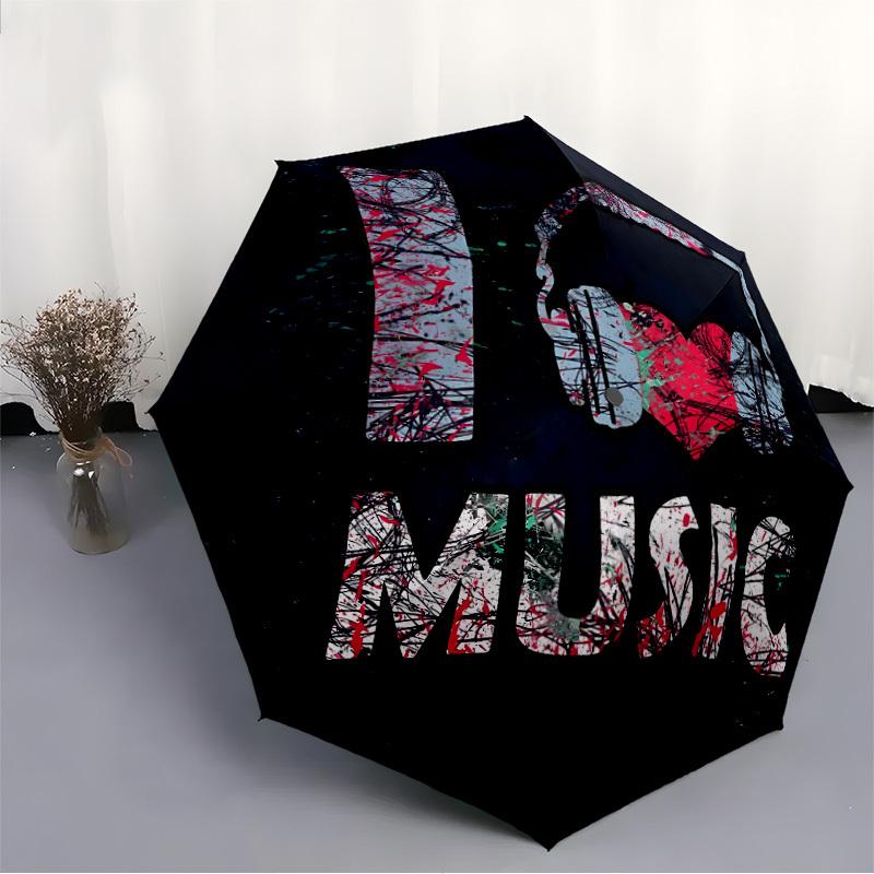 1pc Music Love Automatic Open/Close Umbrella Compact Folding Umbrella, All-Season Portable Umbrella for Women/Men106