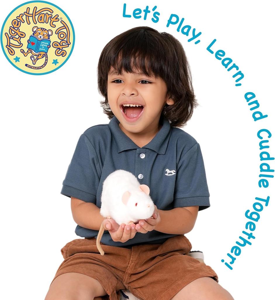 VIAHART White Rat Wiley Plush Toy, White, Small (Approx. 18cm), Fluffy Mouse Toy, Washable and Safe [Parallel Import]