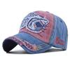 5 Colors Embroidered Shark Color Block Vintage Washed Cotton Baseball Cap Men Women Outdoor