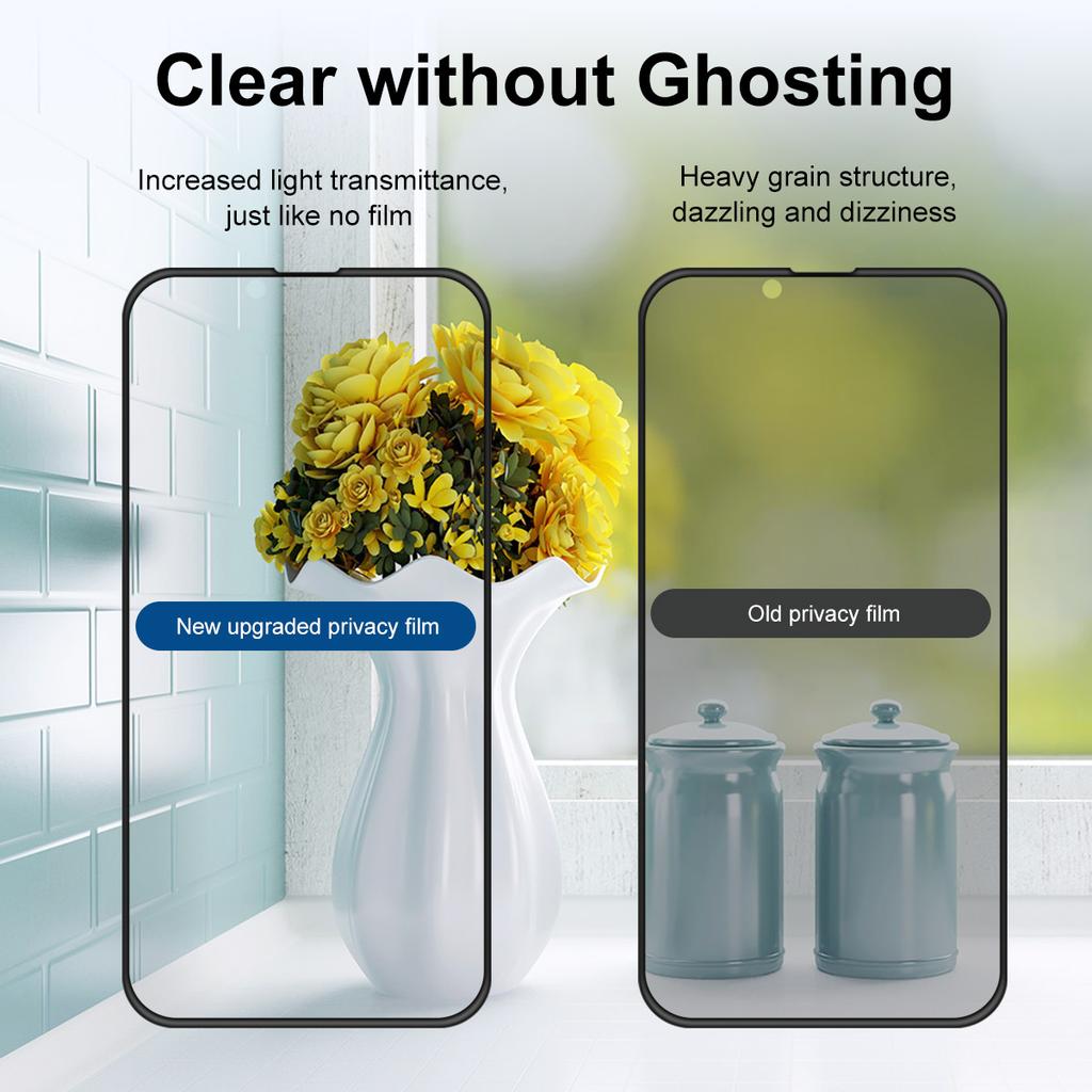 2Pcs/Set HAT PRINCE Full Coverage Full Glue 9H Hardness HD Anti-Spy Anti-Peep Tempered Glass Screen Protector for iPhone 13/13 Pro/14