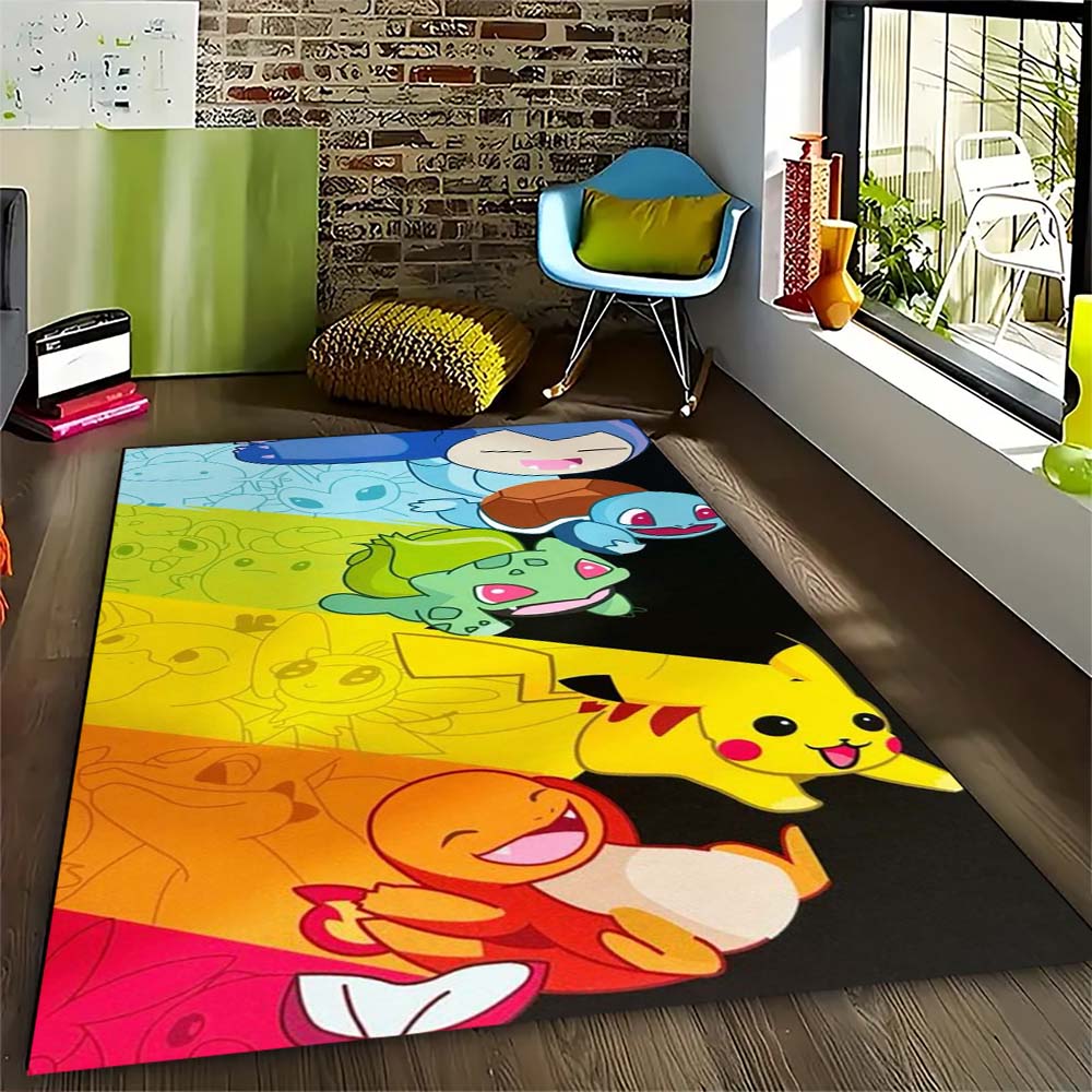 Cute Pokémon print home rug, anime style, cartoon welcome mat, a great gift for family and friends.