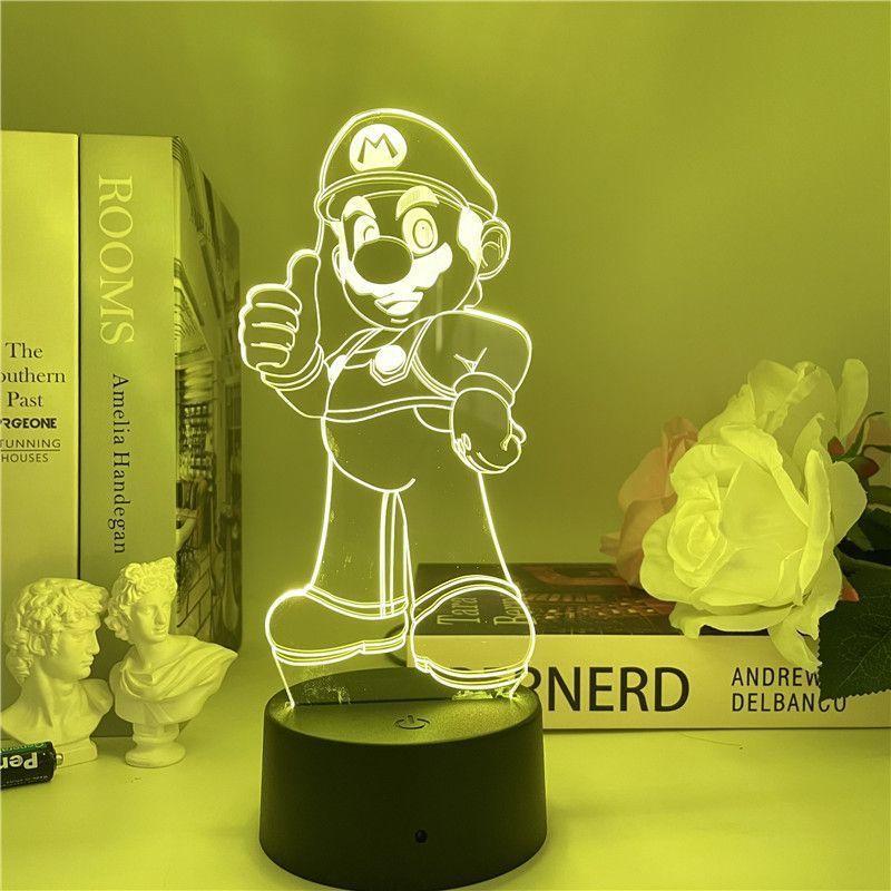 USB-ночник Super Mario со светодиодами, меняющими цвет, для декора игровой комнаты