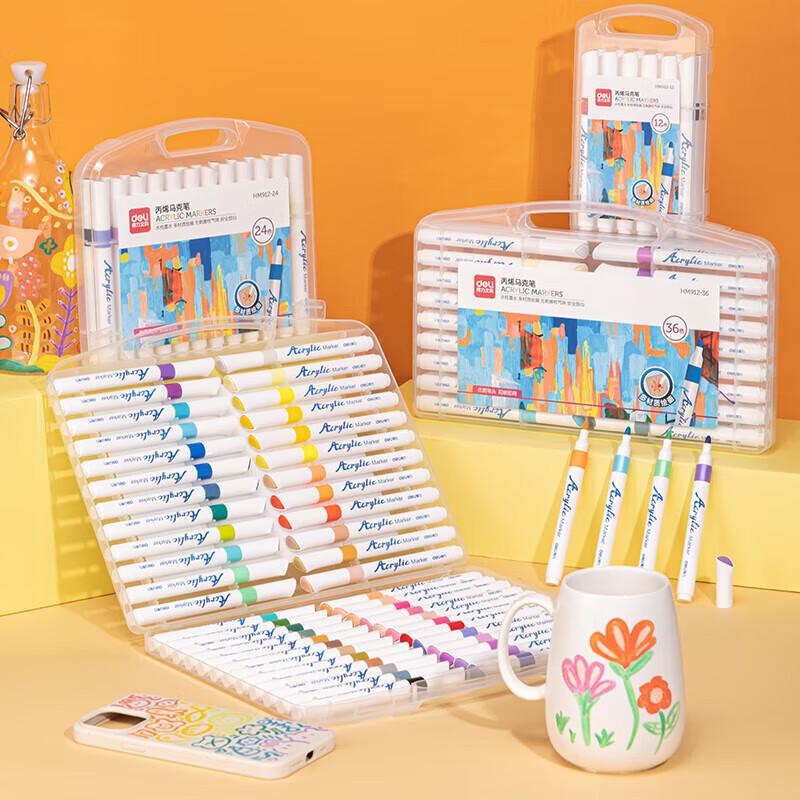 Deli 24-Color Water-Based Acrylic Marker Set