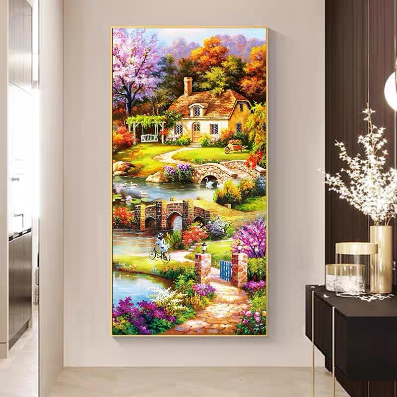5d Diamond Painting Full Diamond Living Room Simple Modern Happy Home Landscape Porch Cross Embroidery 2025 New Diamond Embroidery Mosaic