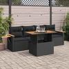 VidaXL Garden Lounge Set 5 Pcs with Cushions Black Braided Resin Acacia 3327541