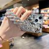 Luxury Gold Plating Rhombic Diamond Strap Mobile Phone Case for iPhone 17 Pro Glittering Wristband Phone Cases