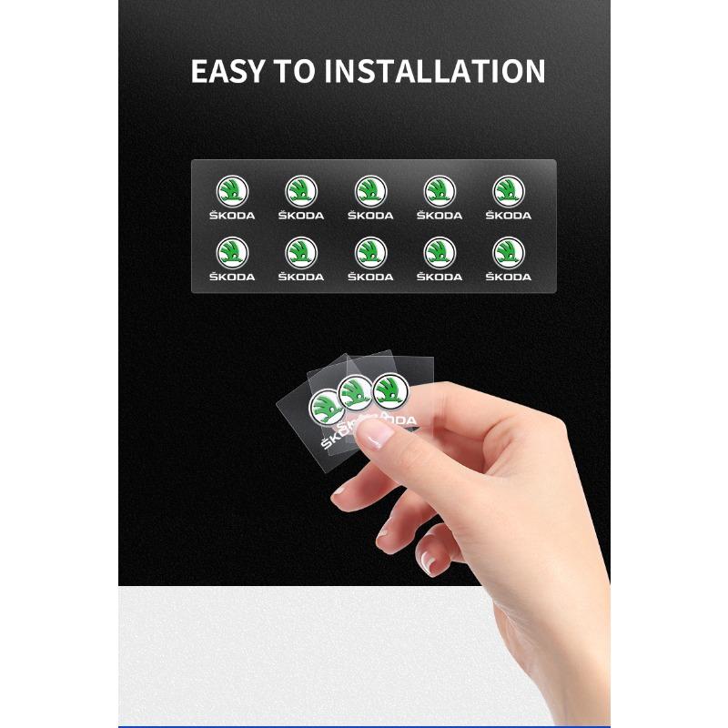 2/5/10Pcs Car Logo Sticker Central Control Decals Car Accessories For Skoda Octavia Superb Rapid Kodiaq Karoq Fabia Kamiq Roomster Citigo