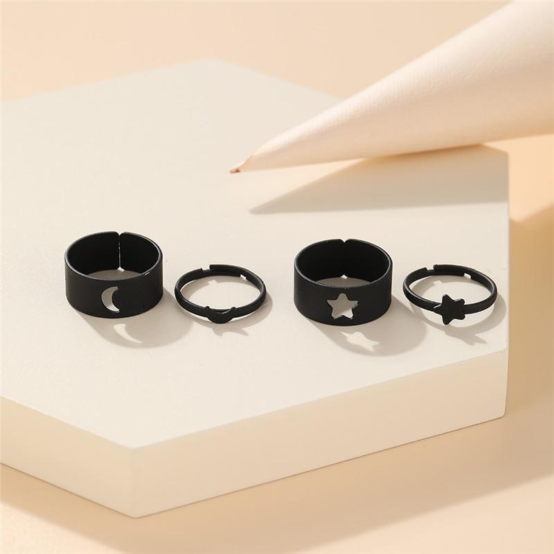 iF ME Богемный серебряный цвет, звезда, луна, сердце, открывающиеся кольца, набор для пар, женщин и мужчин, влюбленных, обручальные кольца с бабочками, ювелирные изделия