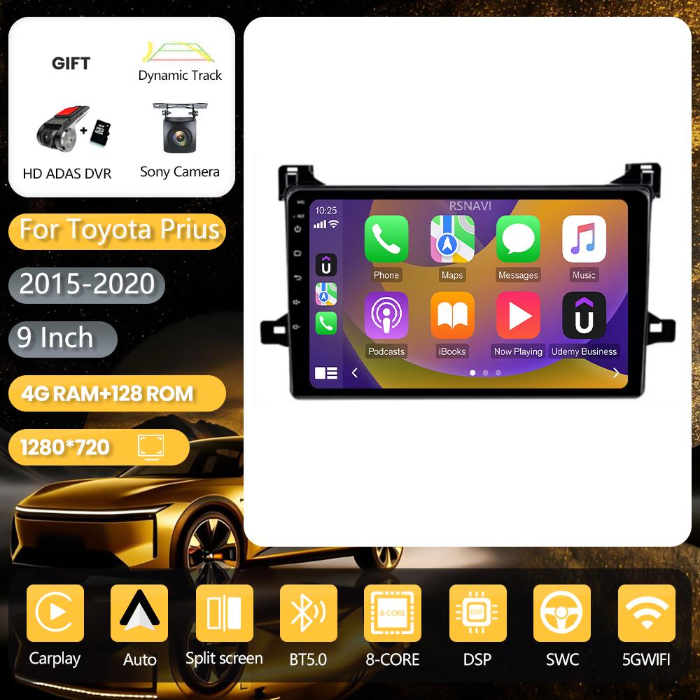 Android 16 pour Toyota Prius XW50 2015-2020 Carplay Auto Radio de voiture Lecteur multimédia DSP Autoradio Stéréo Écran 2K Radio de voiture