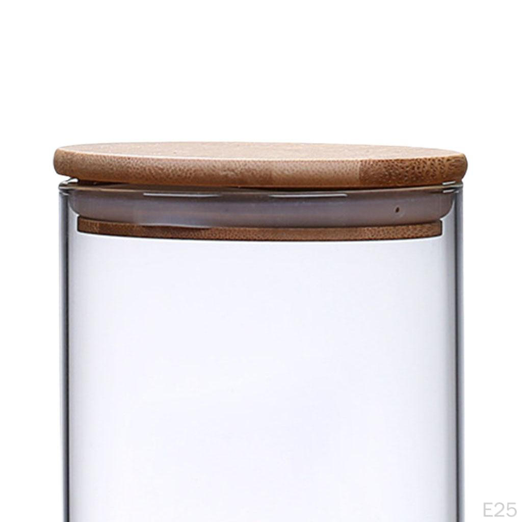 Банка с герметичной бамбуковой крышкой Контейнер для хранения продуктов Кухонный инструмент Штабелируемая Конфеты Специи Рис