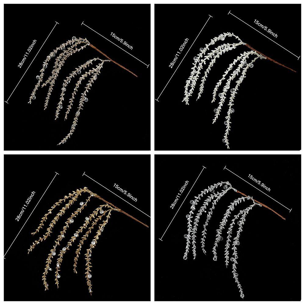 Realistic Christmas Weeping Spray Pick Bead Chain Weeping Willow Branch Party Decoration