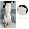 Юбка-рыбий хвост, эластичная юбка с высокой талией и запахом на бедрах, однотонная длинная трикотажная юбка для офиса и отдыха