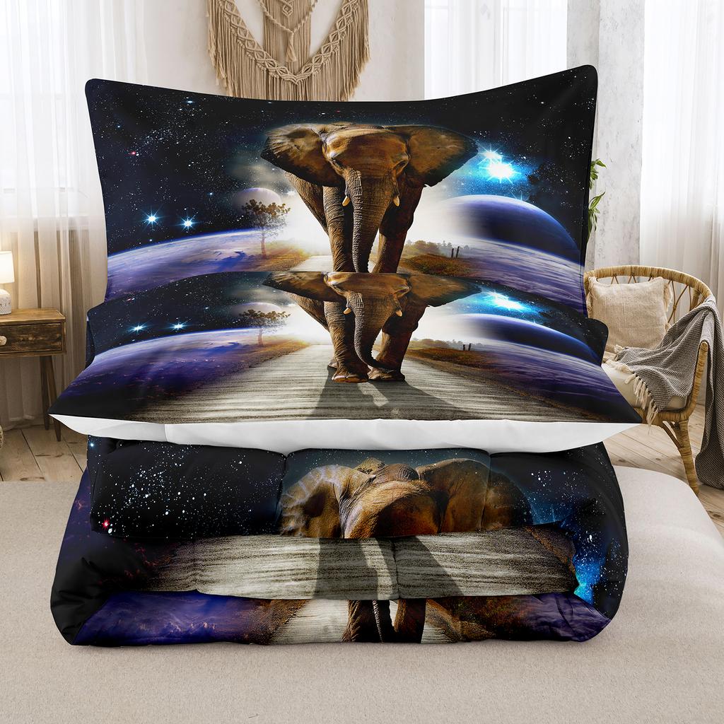 Комплект постельного белья размера Queen с темой диких животных, Односпальный комплект постельного белья с пододеяльником с изображением слона для детей, подростков, мальчиков, Удобный двуспальный/королевский пододеяльник