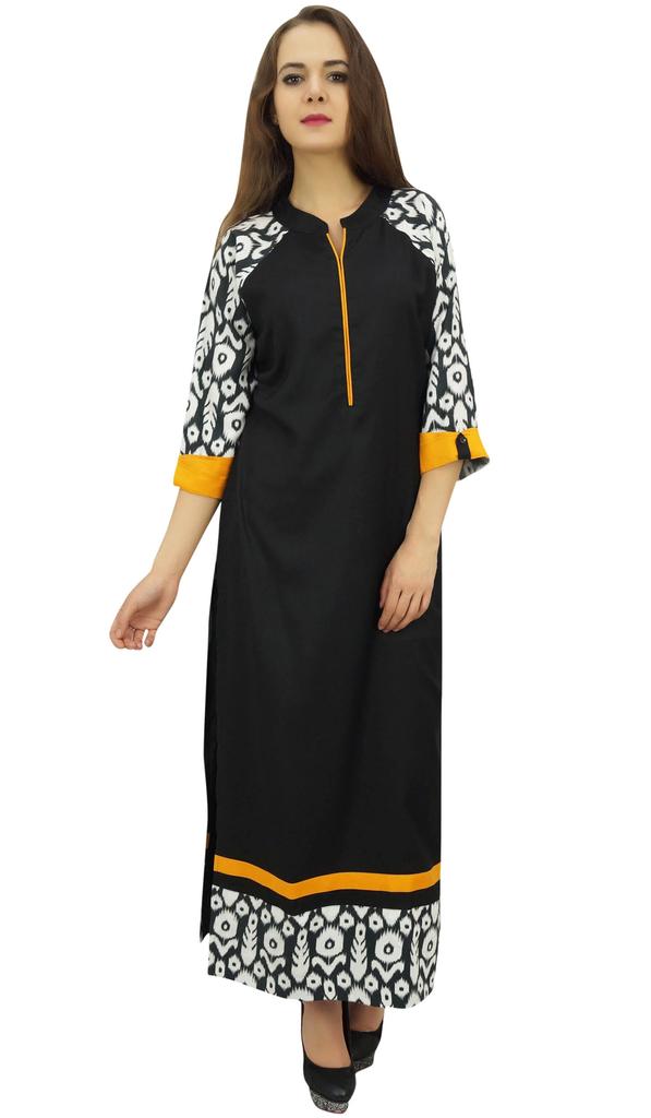 Bimba Women Rayon Custom Long Black Kurta Designer Straight Kurti- 10