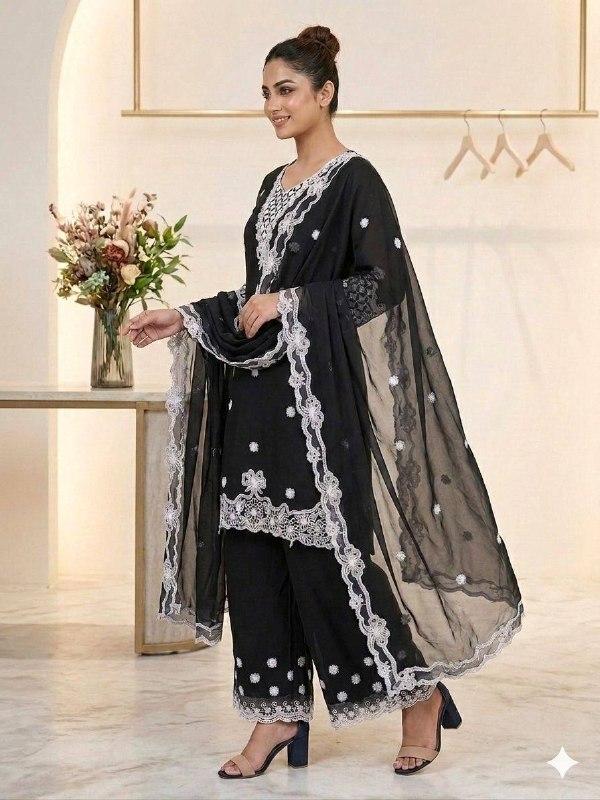 Majestic Embroidered Georgette Palazzo Suit Set