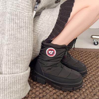 Северо-восточные зимние сапоги женские зимние бархатные утепленные теплые полусапоги из хлопка холодостойкие, водонепроницаемые и нескользящие хлопковые ботинки на толстой подошве