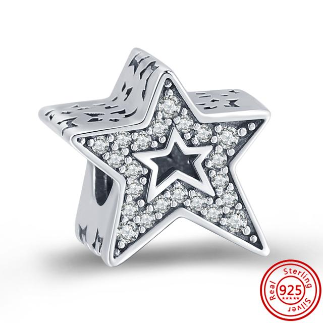 100% стерлингового серебра 925 пробы, прозрачный циркон, снежинка, гербарий, кластер, кулон, бусины, подходят для браслетов, ювелирных изделий