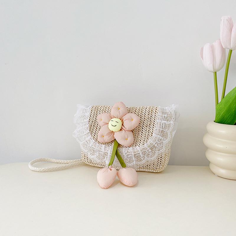 Kids Straw Basket Bag For Girls With Breathable Durability For Daily Outings