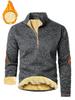 Осень Новая Мужская Повседневная Толстовка на Молнии до Середины с Флисовой Подкладкой и Налокотниками Однотонная Теплая Спортивная Одежда Мужская Модная Верхняя Одежда