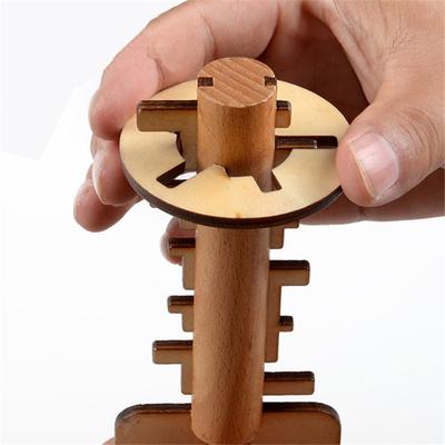 Дети Забавный Kong Ming Lock Toys Деревянная игрушка Разблокировать головоломку Ключ Интеллектуальный Образовательный Стресс