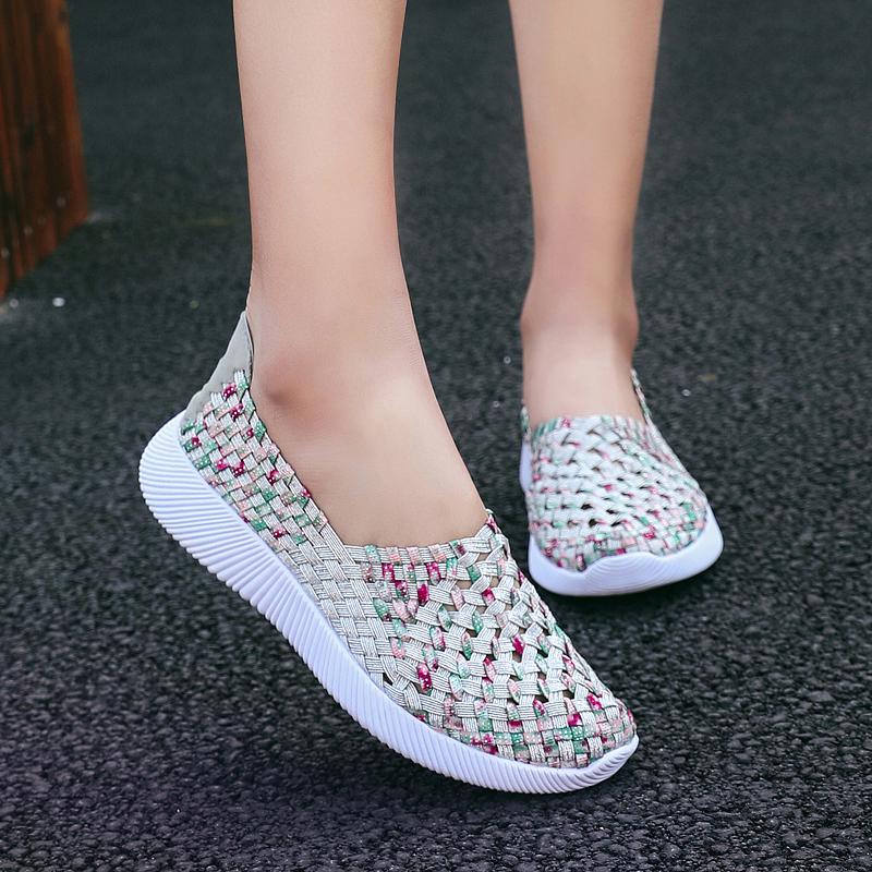 Summer Women Sneakers Plus Size Flats Loafers Soft Beach Walking Sports Shoes Lightweight Slip On
