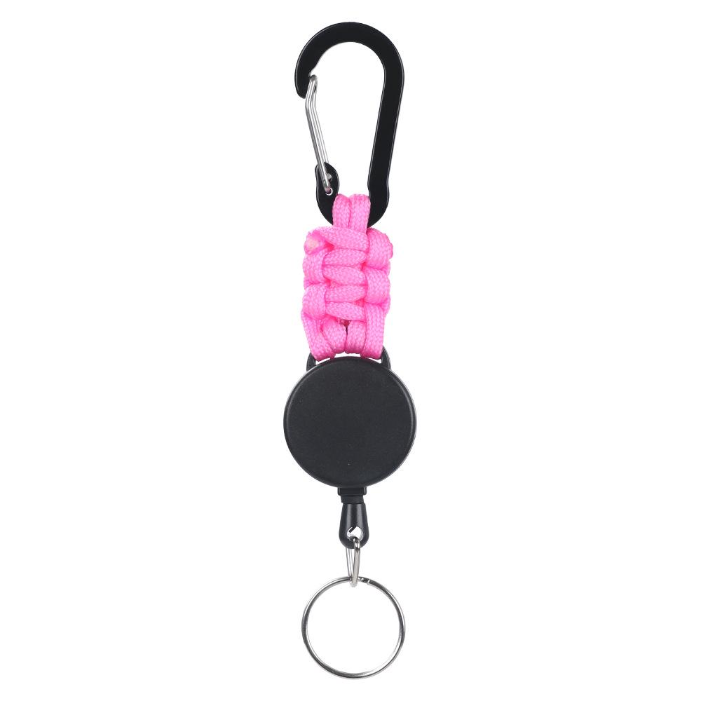 Colorful Woven Rope Anti-theft Retractable Keychain with Easy-pull Buckle for Outdoor Use