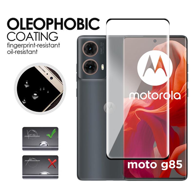 4PCS 2+2 For Motorola Moto G85 5G Glass Full Cover 3D Curved Screen Protector Tempered Glass + 2Pcs Soft Lens Film