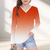 Womens V-Neck Long Sleeve Loose Fit T-Shirt With Polka Dot Print Casual Oversized Top Daily Wear