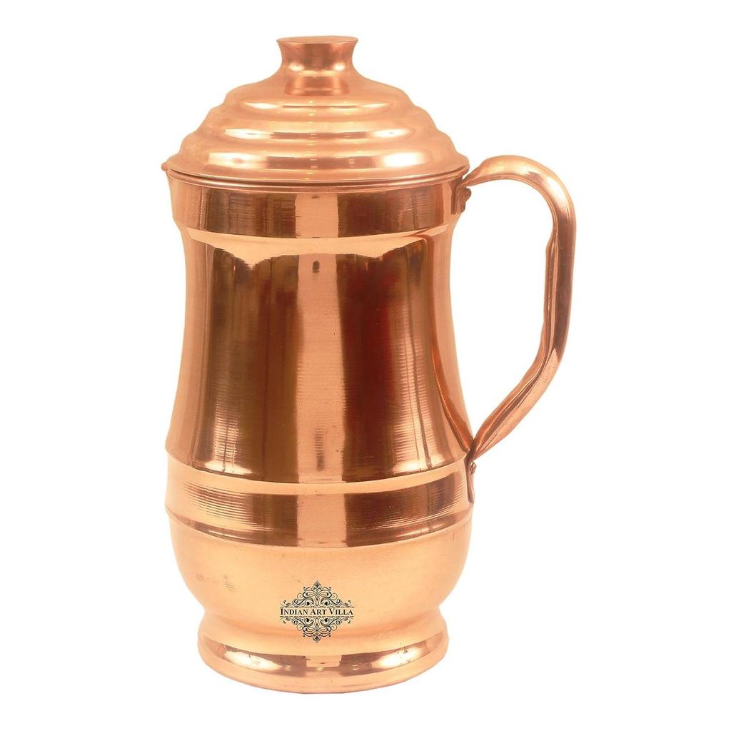 Медный кувшин для воды, традиционный дизайн, аюрведическая польза для здоровья, не ржавеет, элегантный домашний декор, 1,4 литра