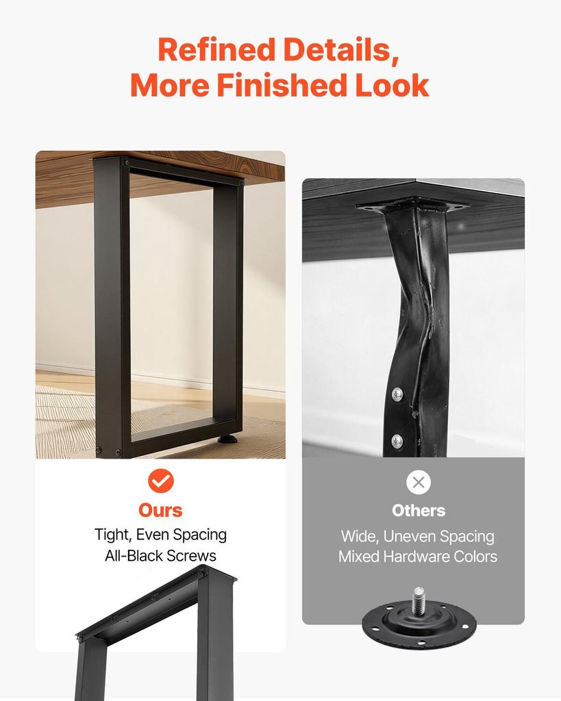 Table Legs, 750 x 600 mm (H x W) Square Steel Furniture Legs, Modular Design, Easy Assembly, 1000 kg Max Load Heavy Duty, for Home Office Desk,