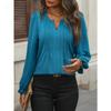 Spring Summer Women's Casual Solid Color V-neck Chiffon Long-sleeved Blouse