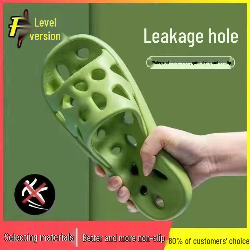 Летние нескользящие тапочки для ванной для мужчин и женщин - Мягкие, бесшумные, комнатные тапочки для душа с полым дизайном