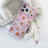 Новый ударопрочный чехол 2026 года для iPhone 15 16 17 Pro Max с принтом клубники и клубничным бусинным ремешком на запястье, с большим прозрачным окошком