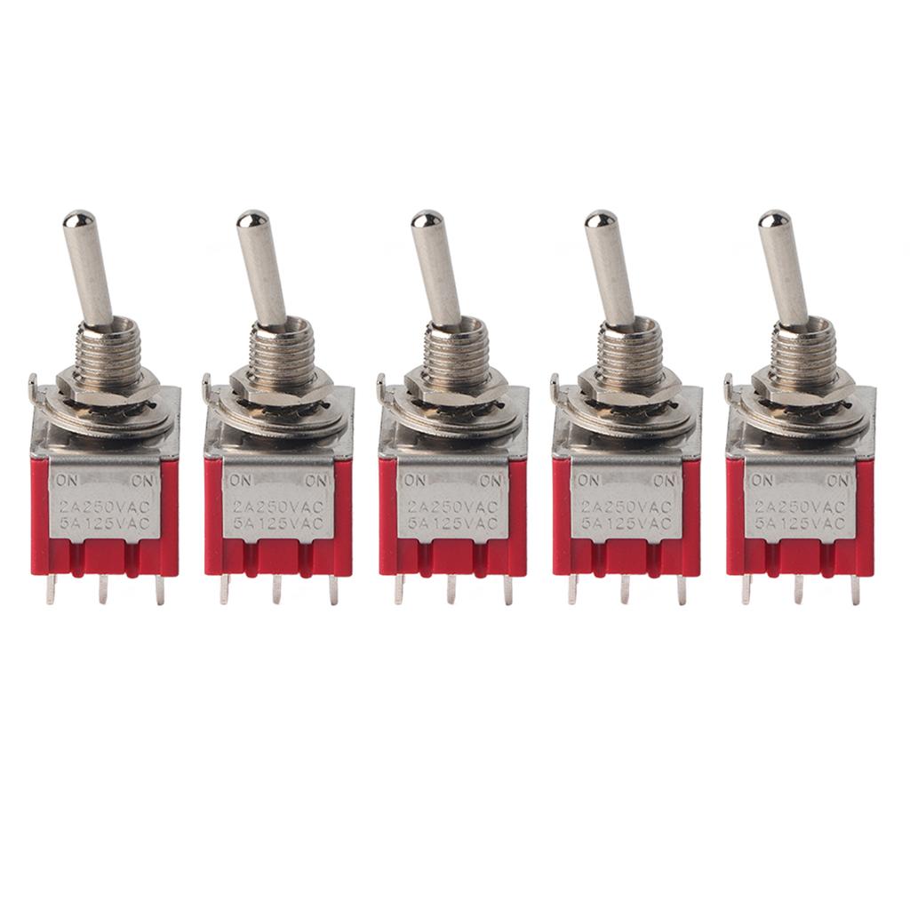 5Pcs ONON 2 Position Toggle Switch 3PDT 9 Pin 6mm 2A 250VAC 5A 125VAC