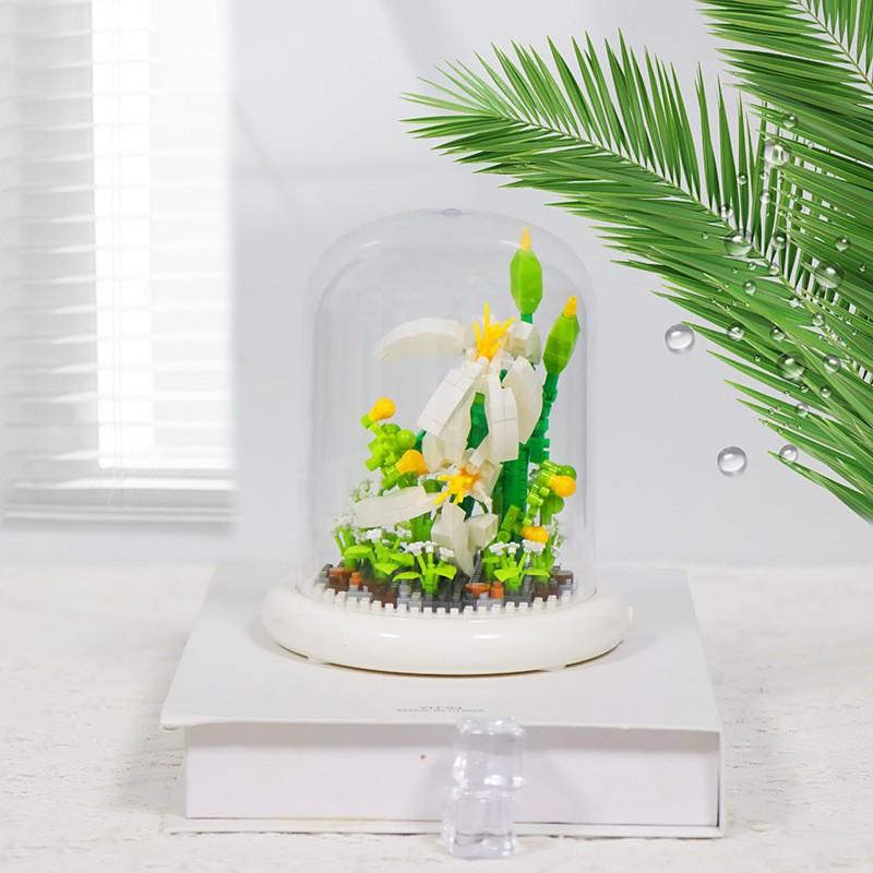 Букет Вечных Цветов Бонсай Комнатное Растение Модель Микро Строительные Блоки Украшение для Дома Головоломка Игрушки Детские Подарки на День Рождения Рождество