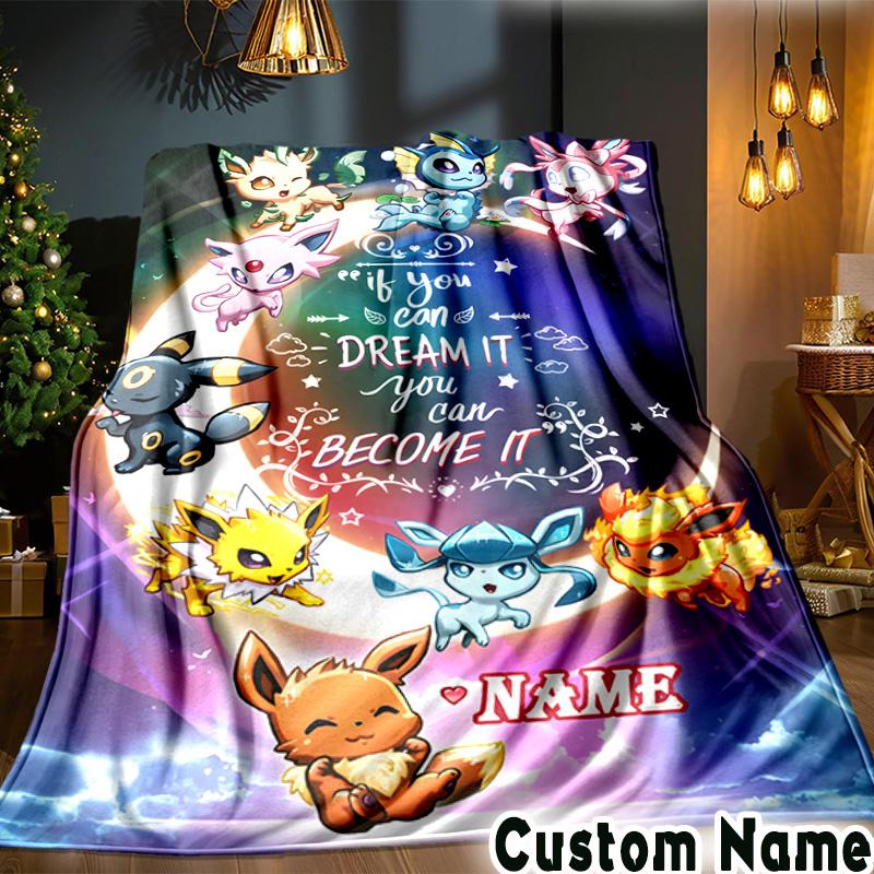 Custom Name Pok-mon Blanket Bedding Blanket Picnic Blanket for Women Men, Throw Blankets for Couch Bed, Christmas and Halloween gifts